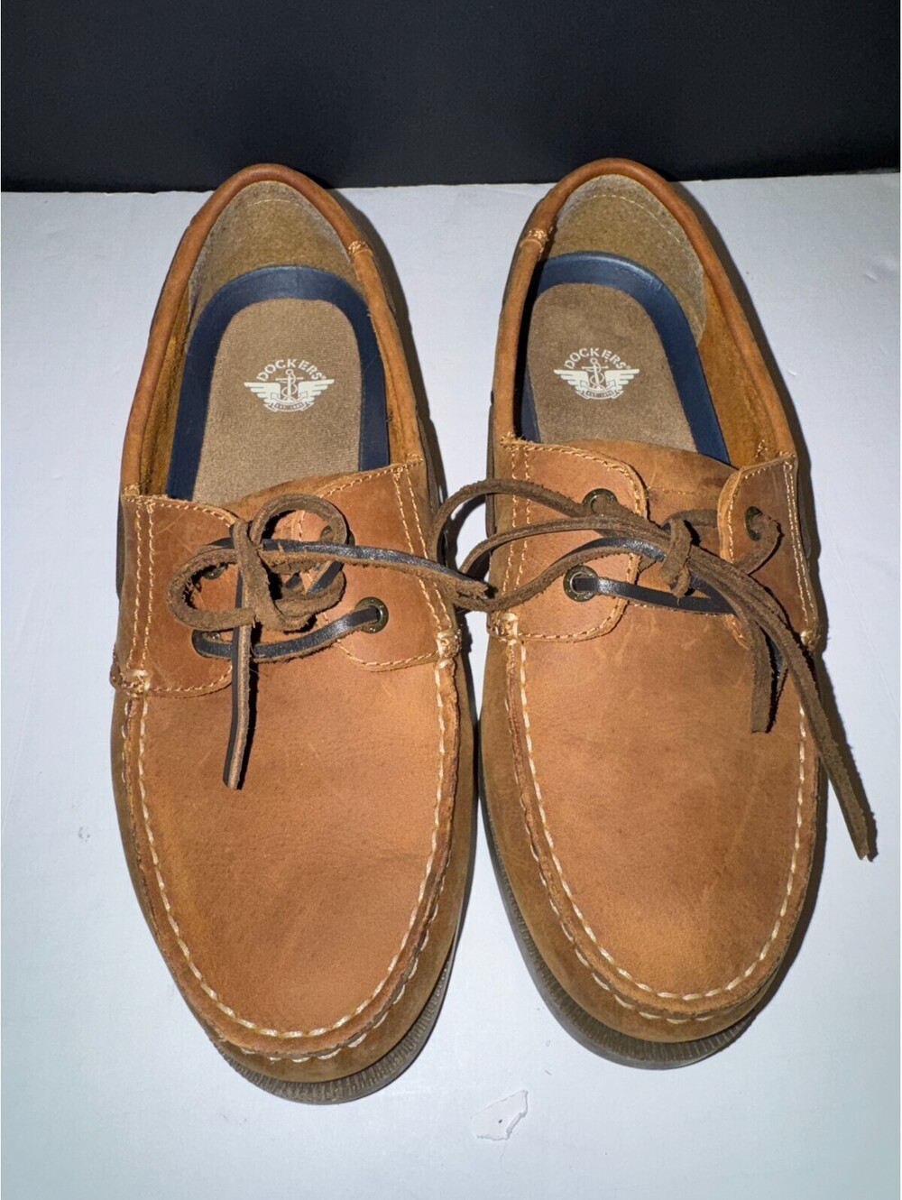 Dockers Mens Vargas  Leather Casual Classic Rubber Sole Boat Shoe 10W Wide